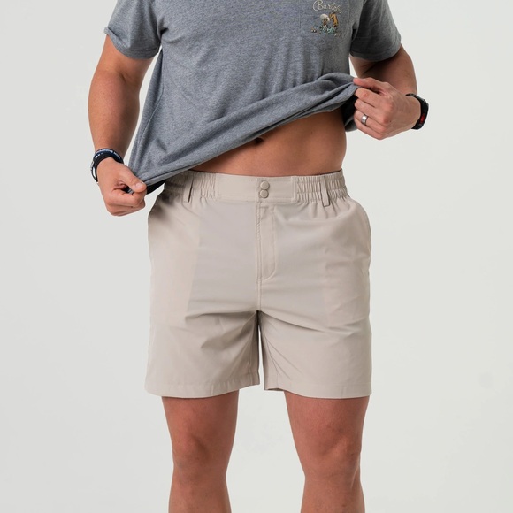 BURLEBO Light Tan Flat Front Shorts - Picture 1 of 8